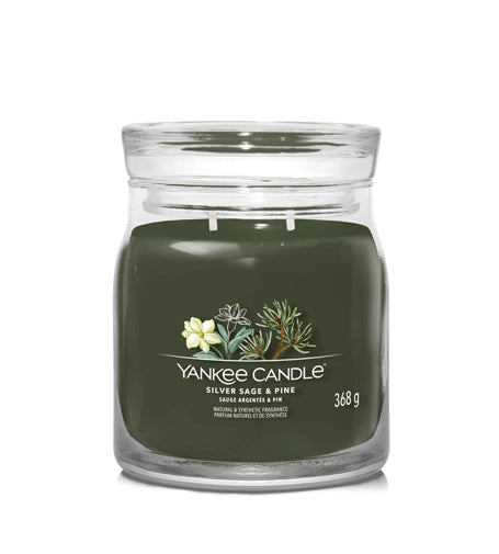 Yankee Candle Silver Sage & Pine signature svíčka střední 368 g