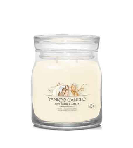 Yankee Candle Soft Wool & Amber signature svíčka střední 368 g