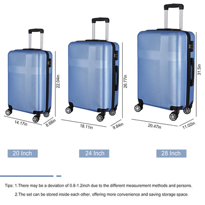 Ensemble de bagages 3 pièces avec serrure TSA ABS