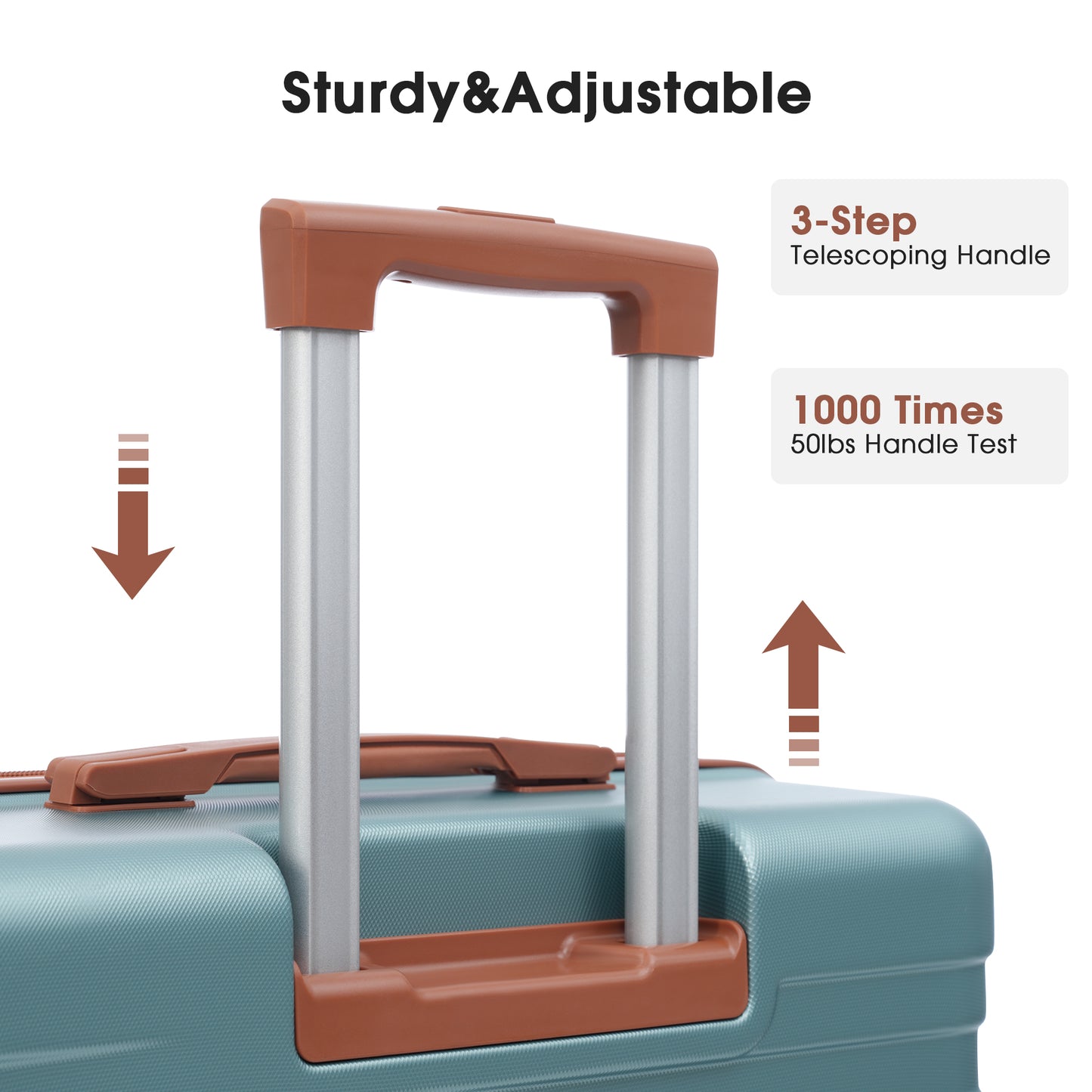Ensembles de bagages rigides 3 pièces valise à roulettes avec serrure TSA légère 20''24''28'' vert + ABS