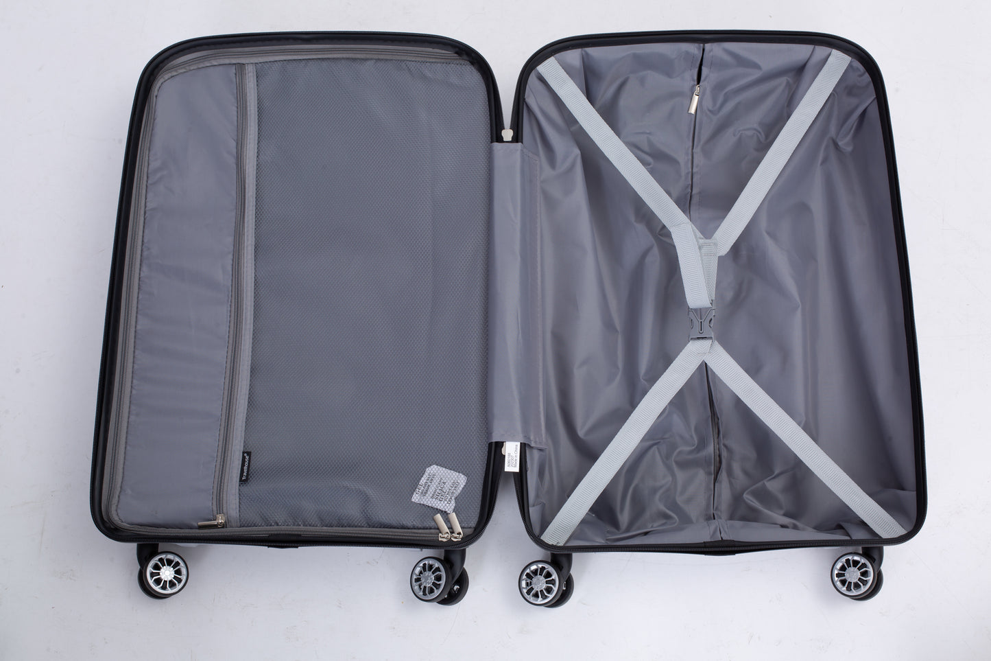Valise rigide à roulettes en PP, ensemble de bagages léger et durable avec serrure TSA, 3 pièces (20/24/28), argent
