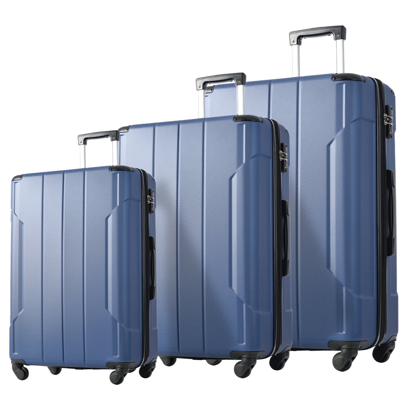 Ensembles de bagages rigides valise à roulettes 3 pièces avec serrure TSA légère 20''24''28'' bleu + ABS