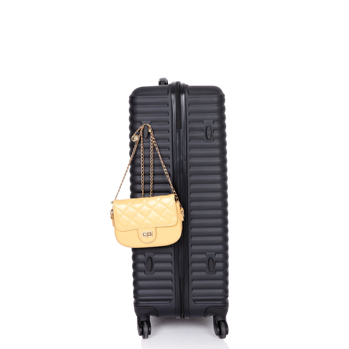 Ensembles de bagages 3 pièces Valise légère en ABS avec deux crochets, roues pivotantes, serrure TSA, (20/24/28) noir