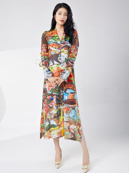 Robe fendue à simple boutonnage