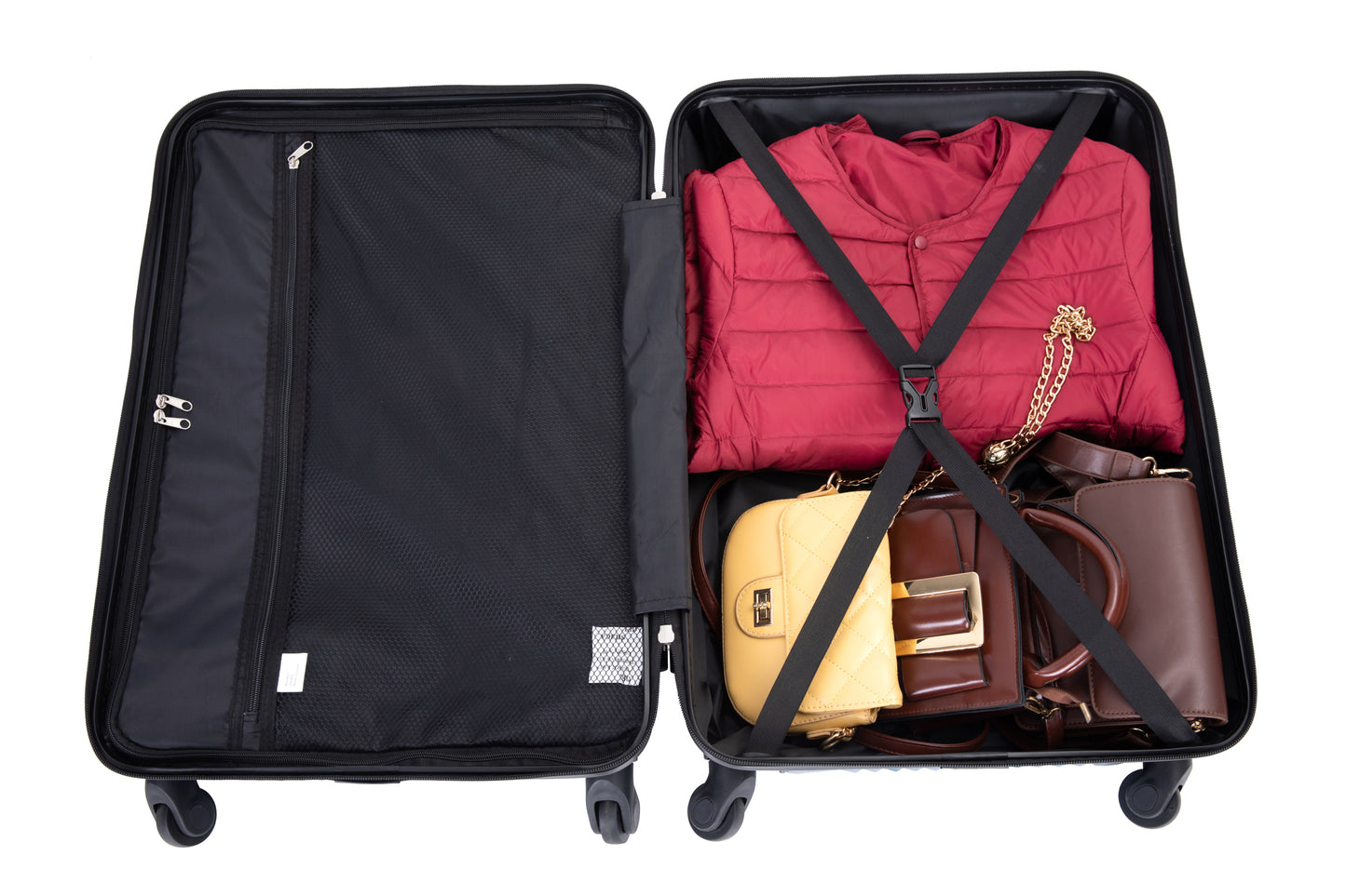 Ensembles de bagages 3 pièces PC + ABS valise légère avec deux crochets roues pivotantes (20/24/28) rouge