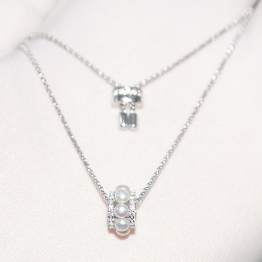 Collier en argent Sterling S925 pour femmes, diamants et perles