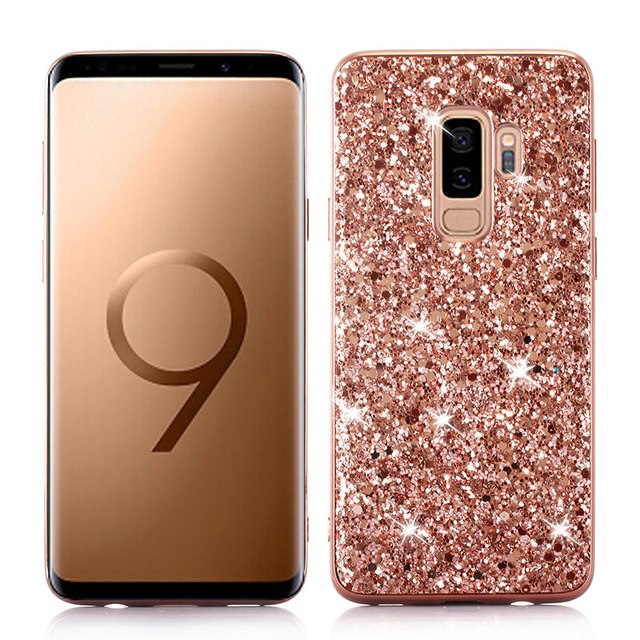 Coque pour Samsung Galaxy S9 Plus, étui en silicone à paillettes et cristaux