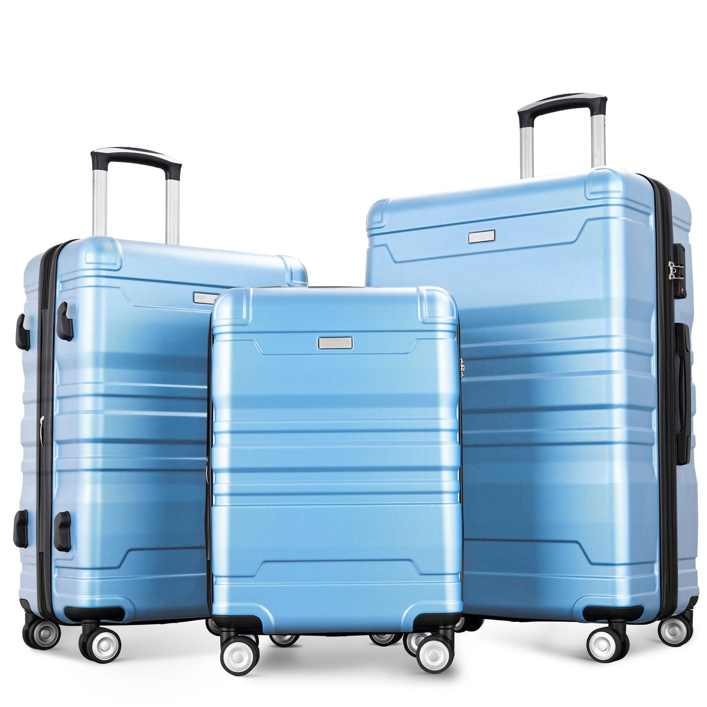 Ensembles de bagages de haute qualité extensible ABS Hardshell 3 pièces bleu ciel
