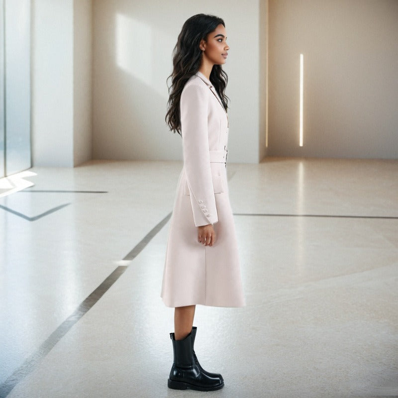 Trench-coat à simple boutonnage de couleur unie pour femme