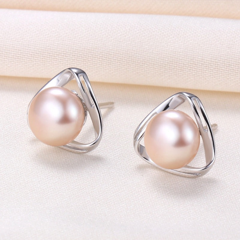 Boucles d'oreilles japonaises en perles d'eau douce naturelles de luxe légères en argent S925