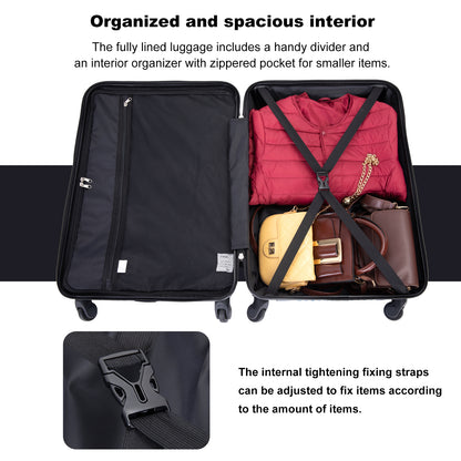Ensembles de bagages 3 pièces PC + ABS valise légère avec deux crochets roues pivotantes (20/24/28) violet clair