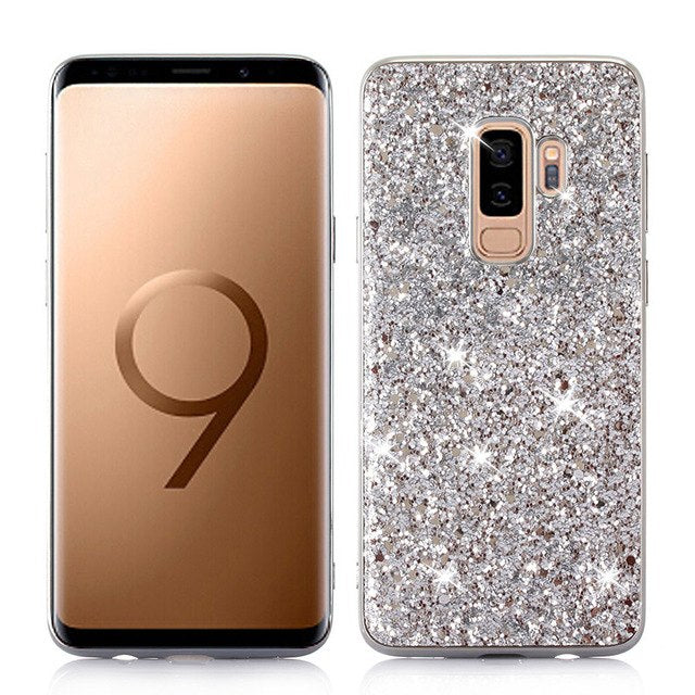 Coque pour Samsung Galaxy S9 Plus, étui en silicone à paillettes et cristaux