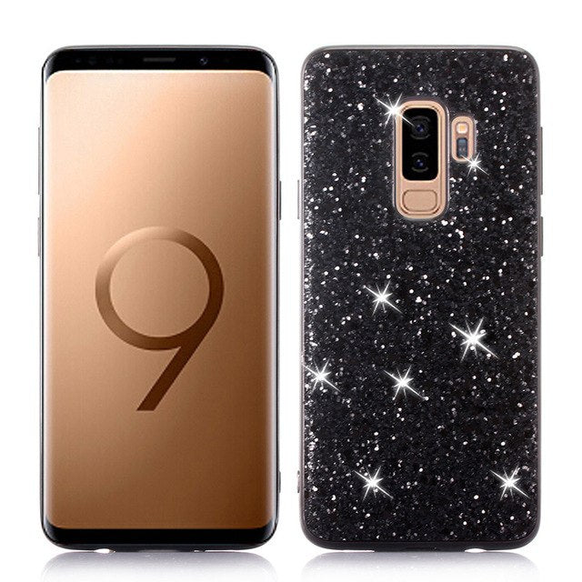Coque pour Samsung Galaxy S9 Plus, étui en silicone à paillettes et cristaux