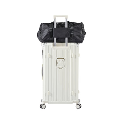 Ensemble de bagages 4 pièces (20"/24"/29"/sac de voyage), bagage léger et durable en PC + ABS avec porte-gobelet pliable, serrure TSA, blanc