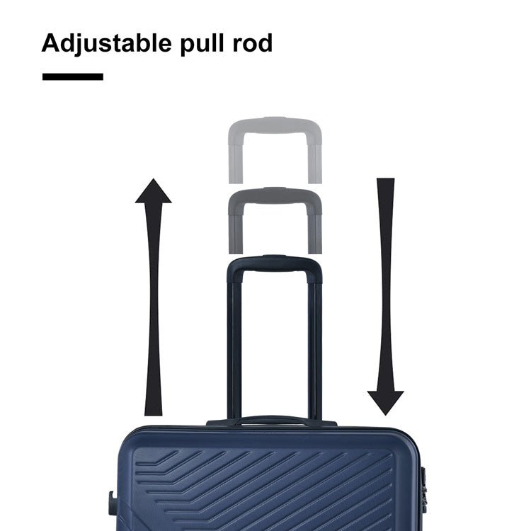 Ensembles de bagages 3 pièces Valise légère en ABS avec deux crochets, roues pivotantes, serrure TSA, (20/24/28) bleu marine