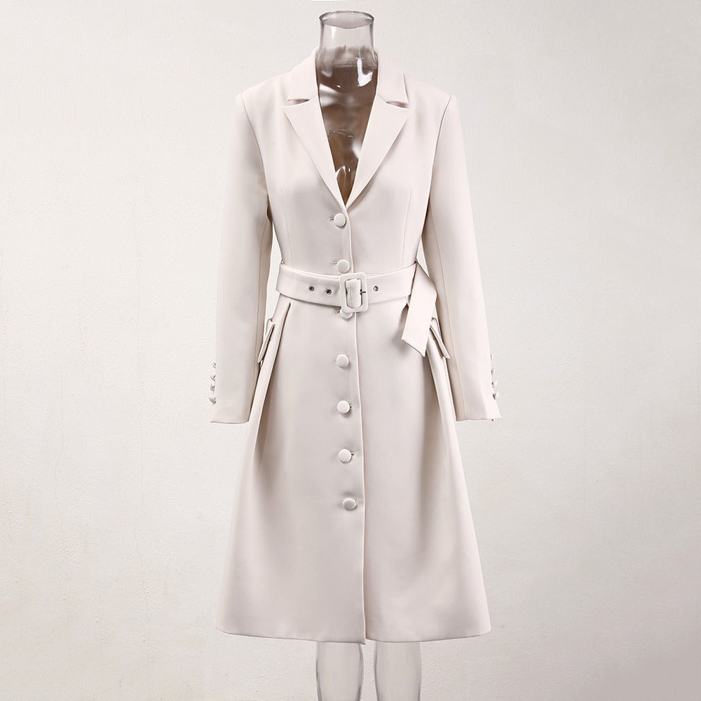 Trench-coat à simple boutonnage de couleur unie pour femme