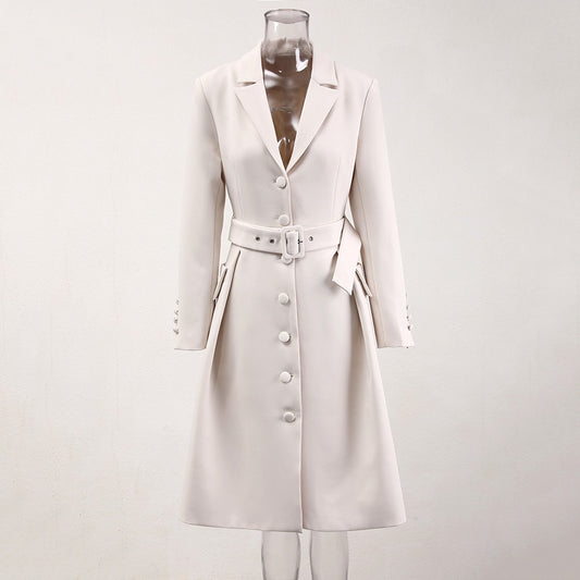 Trench-coat à simple boutonnage de couleur unie pour femme