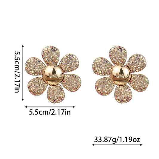 Boucles d'oreilles à fleurs de marguerite colorée avec des embellissements de diamants femmes