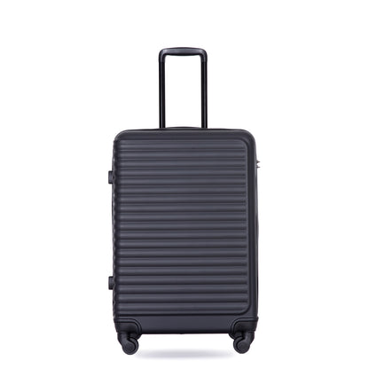 Ensembles de bagages 3 pièces Valise légère en ABS avec deux crochets, roues pivotantes, serrure TSA, (20/24/28) noir