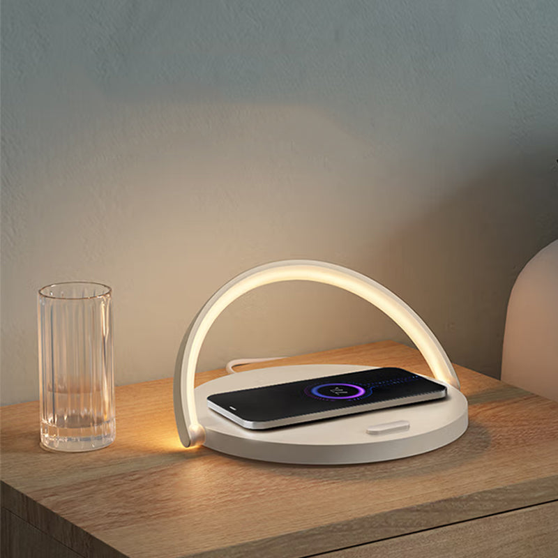 Lampe de bureau circulaire à chargement sans fil Rainbow Light 15 W