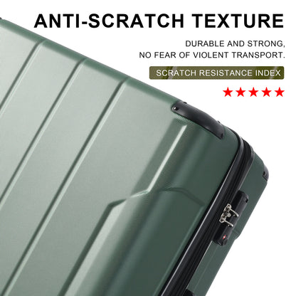 Ensembles de bagages rigides 3 pièces valise à roulettes avec serrure TSA légère 20''24''28'' vert + ABS