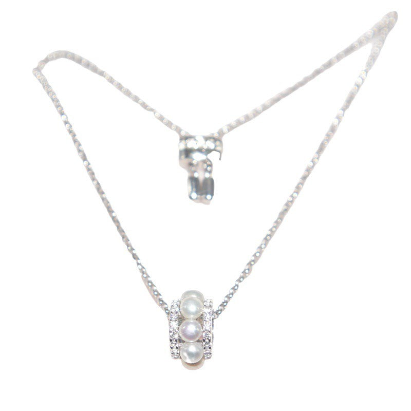 Collier en argent Sterling S925 pour femmes, diamants et perles