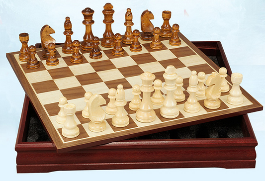 Jeu d'échecs en bois de bouleau, avec intérieur feutré pour le rangement, grand échiquier pour adultes et enfants