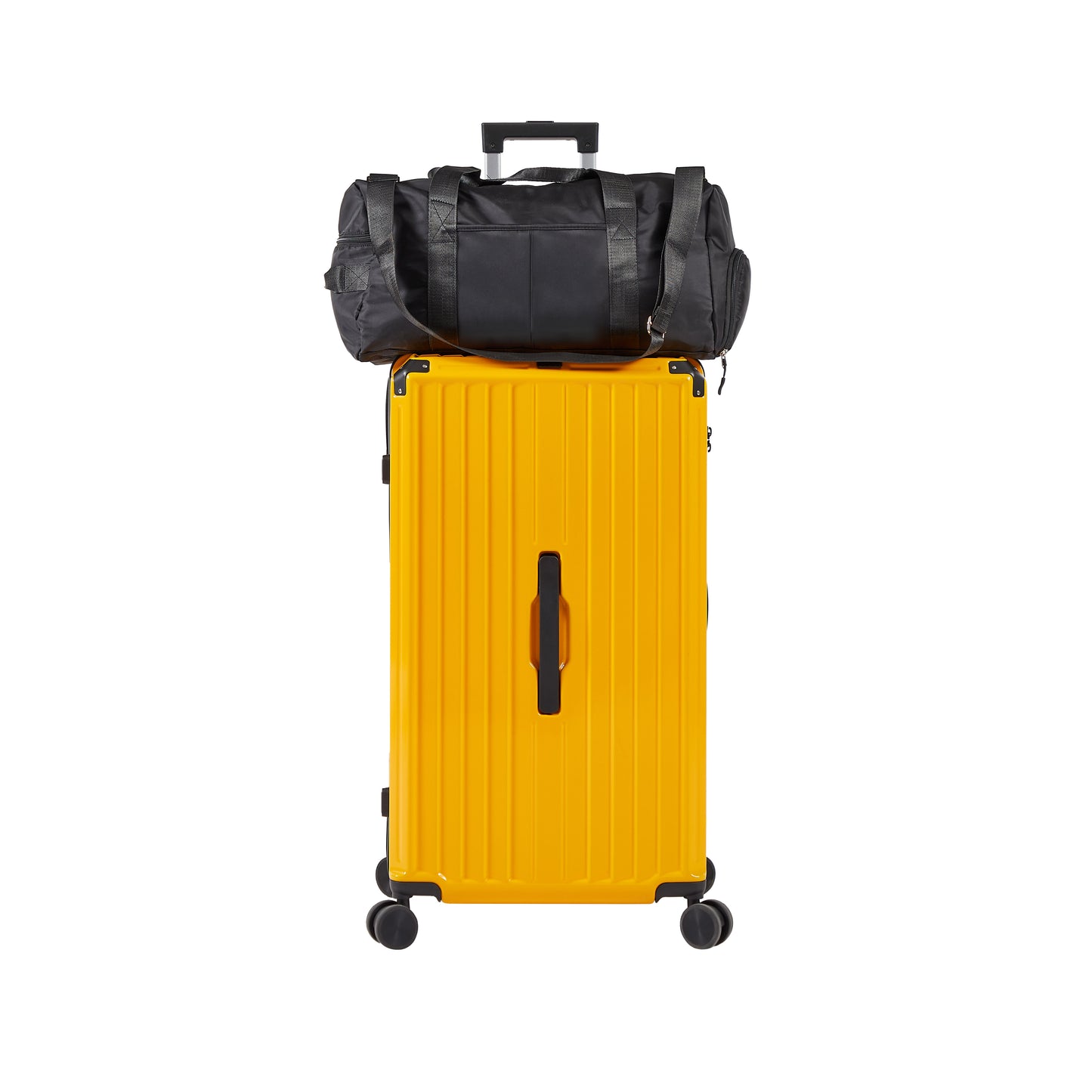 Ensemble de bagages 4 pièces (20"/24"/29"/sac de voyage), bagage léger et durable en PC + ABS avec porte-gobelet pliable, serrure TSA, jaune