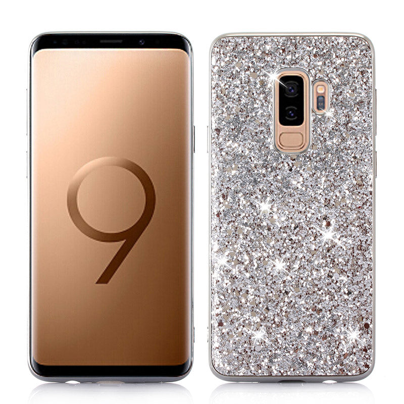 Coque pour Samsung Galaxy S9 Plus, étui en silicone à paillettes et cristaux