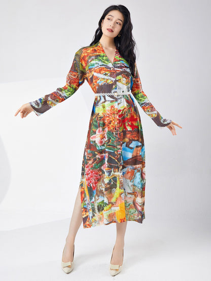 Robe fendue à simple boutonnage