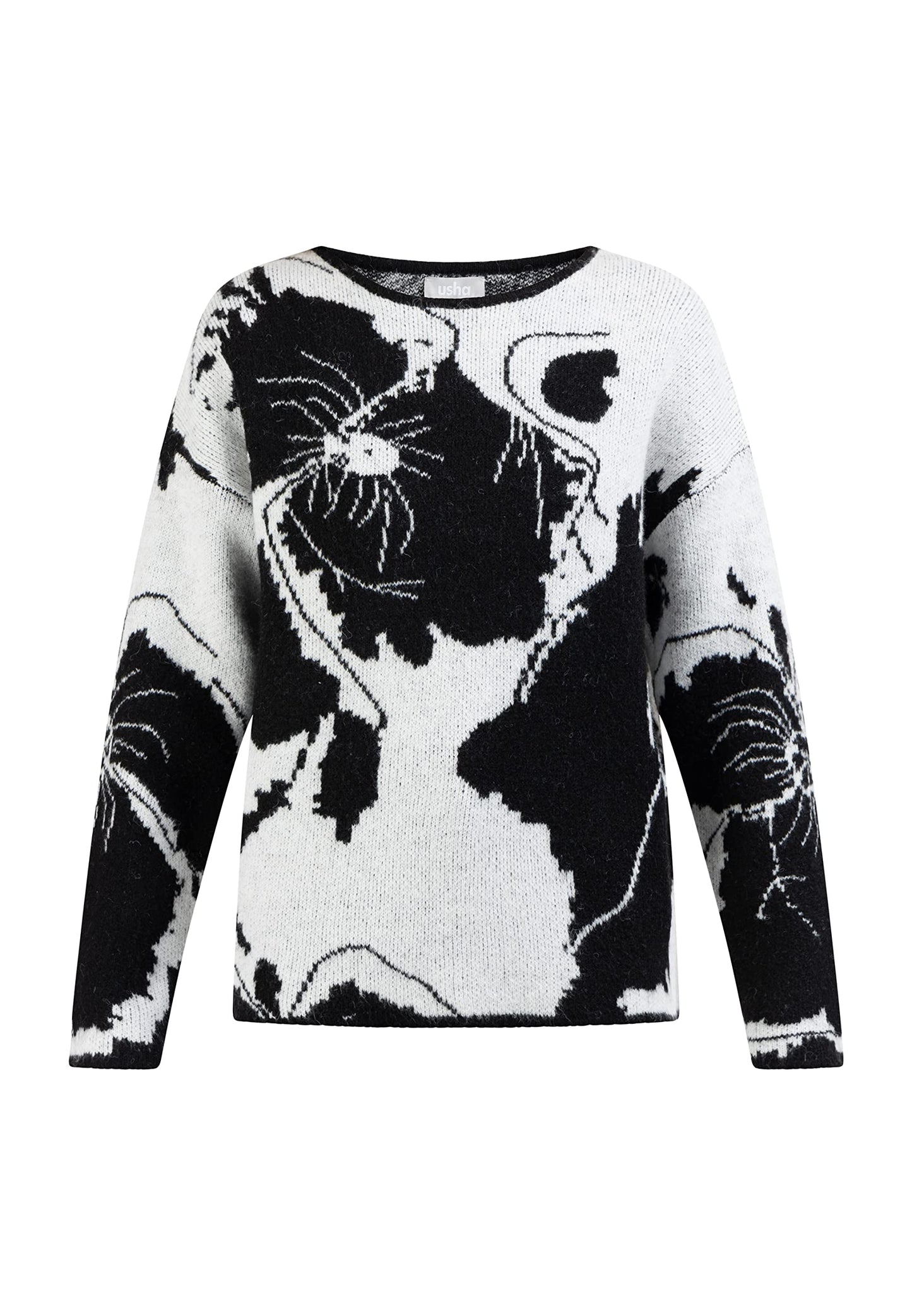 ALARY Pull en maille noir/blanc pour femme taille XS/S
