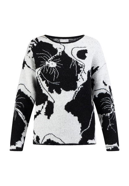 ALARY Pull en maille noir/blanc pour femme taille XS/S