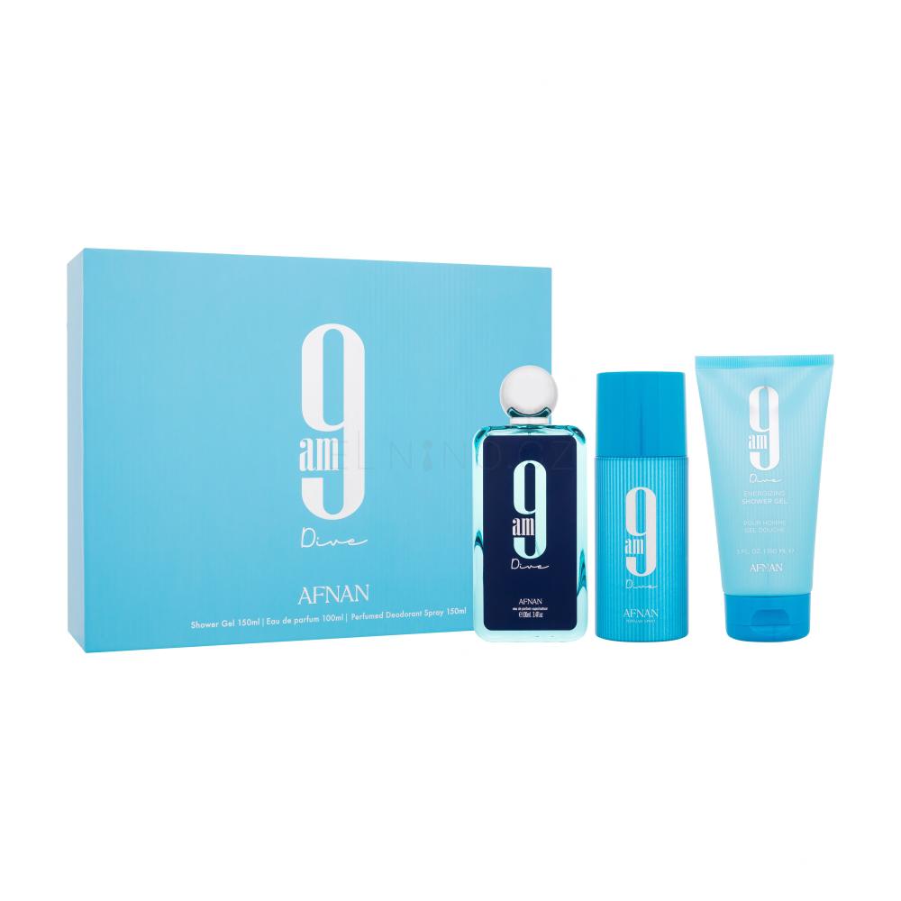 Afnan 9 am Dive Eau de Parfum 100ml + Desodorante 150ml + Gel de Ducha 150ml (unisex)