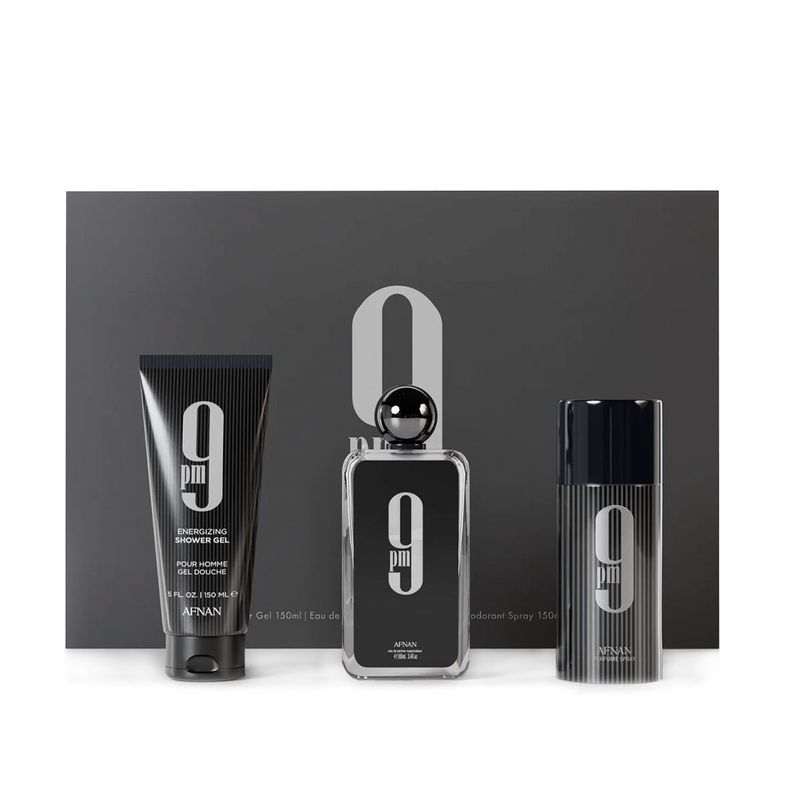 Afnan 9 pm Eau de Parfum 100 ml + Desodorante 150 ml + Gel de Ducha 150 ml Men