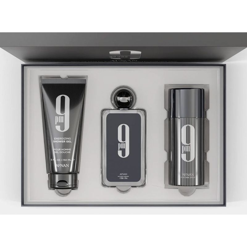 Afnan 9 pm Eau de Parfum 100 ml + Desodorante 150 ml + Gel de Ducha 150 ml Men