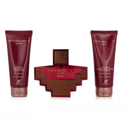 Afnan Ornament Purple Allure Eau de Parfum 100 ml + Gel douche 100 ml + Lait corps 100 ml Femme