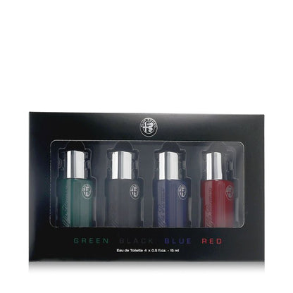 Alfa Romeo Black Eau de Toilette Green 15ml + EDT Black 15ml + EDT Blue 15ml + EDT Red 15ml Homme