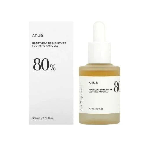 Ampolla hidratante calmante 80% de hoja de corazón de Anua (30 ml)