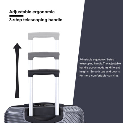 Ensembles de bagages 3 pièces PC + ABS valise légère avec deux crochets roues pivotantes (20/24/28) gris