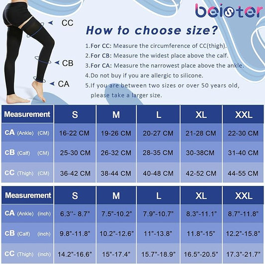 Beister Chaussettes de compression médicale 15-20 mmHg pour hommes et femmes Taille L