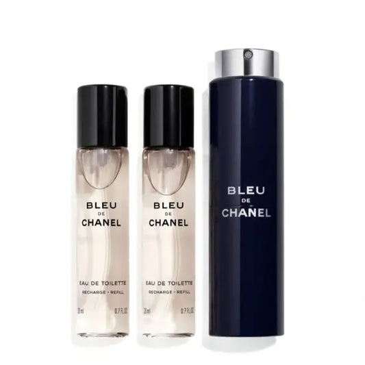 Bleu De CHANEL Eau De Toilette Spray de voyage + 2 recharges pour homme 3x20 ml Chanel