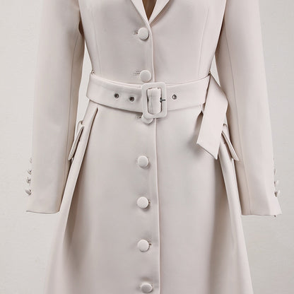 Trench-coat à simple boutonnage de couleur unie pour femme