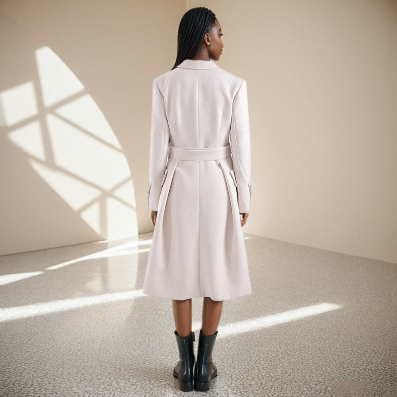 Trench-coat à simple boutonnage de couleur unie pour femme