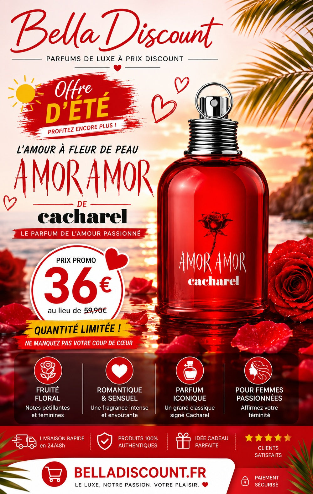 Cacharel Amor Amor Eau de Toilette 100 ml Femme – Le parfum de l’amour passionné
