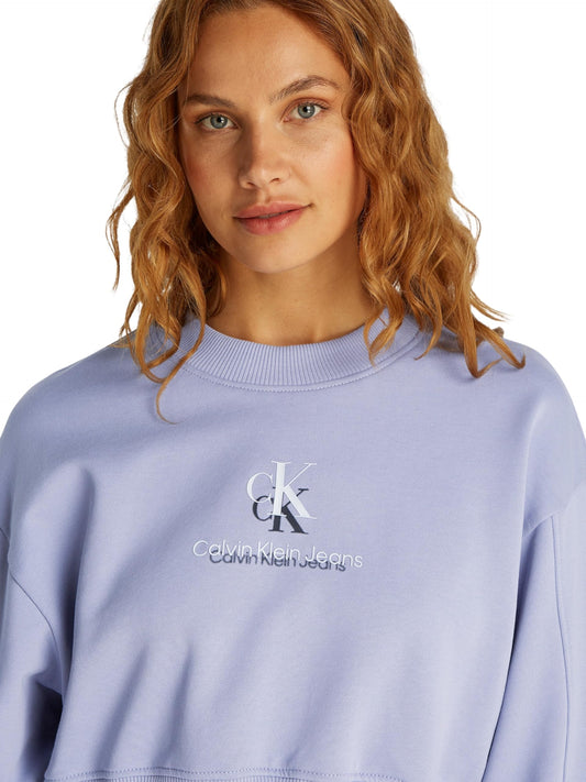 Calvin Klein Shadow J20j225544 Sweat-shirt à col rond graphique pour femme, violet, taille M