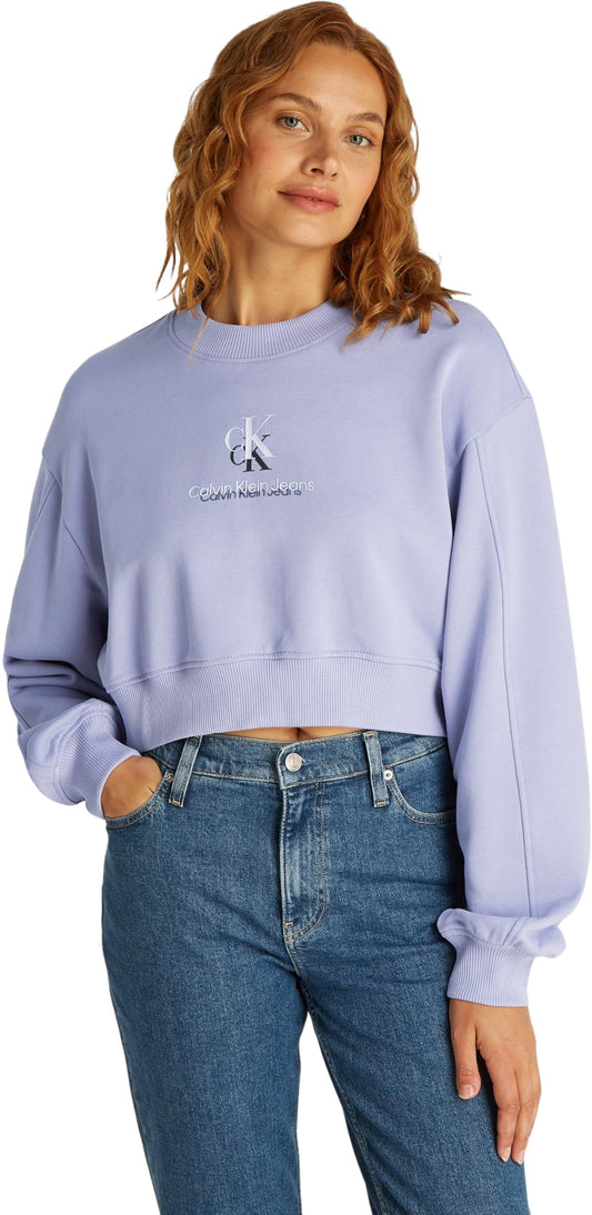 Calvin Klein Shadow J20j225544 Sweat-shirt à col rond graphique pour femme, violet, taille M