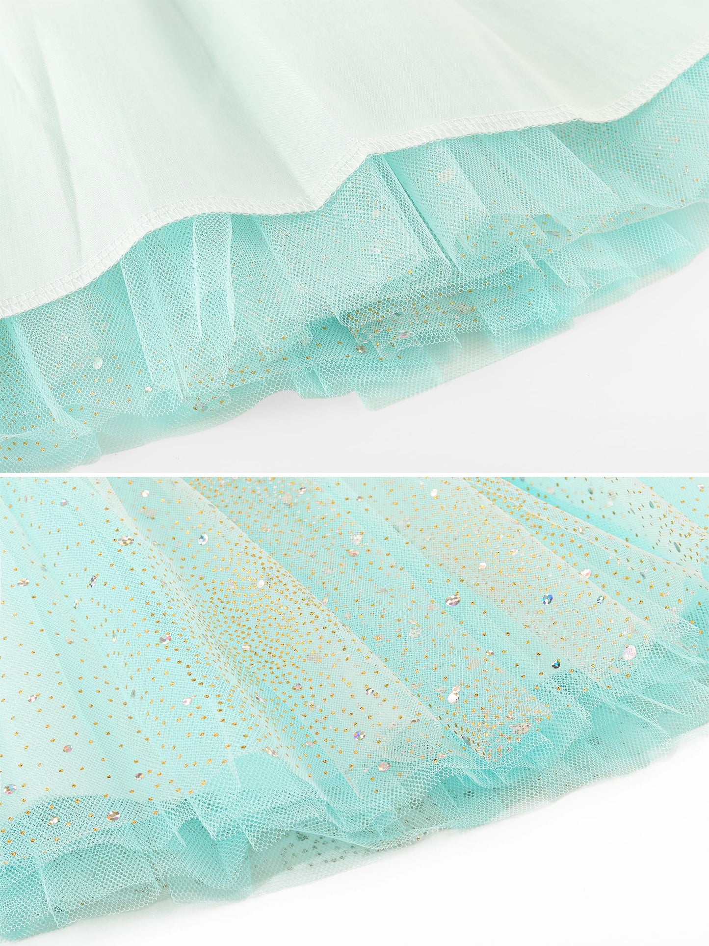 Camilife Kids Tutu Skirt Jupe Princesse à Paillettes Taille Élastiquée Bleu Clair, 5-6 Ans
