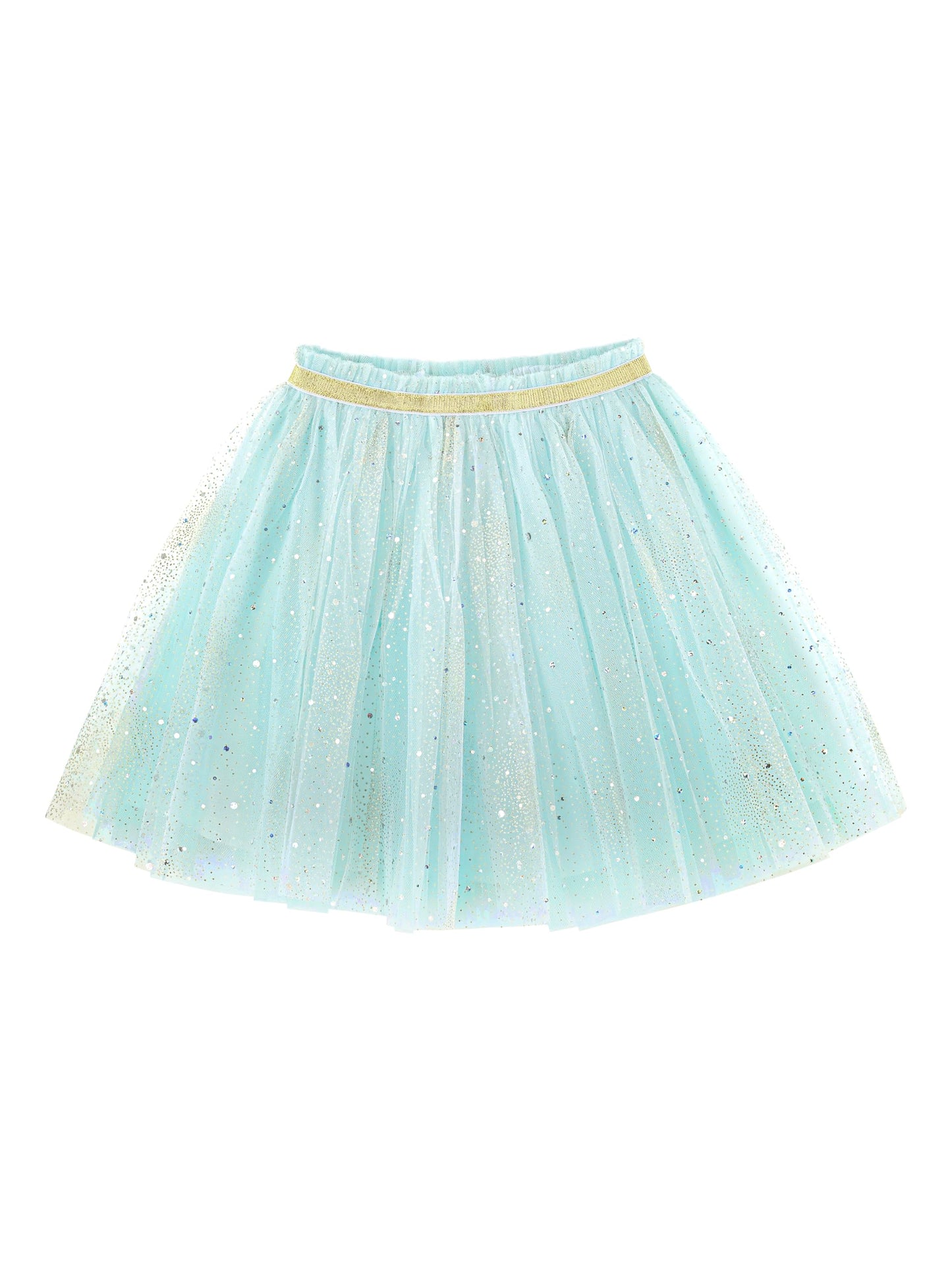 Camilife Kids Tutu Skirt Jupe Princesse à Paillettes Taille Élastiquée Bleu Clair, 5-6 Ans