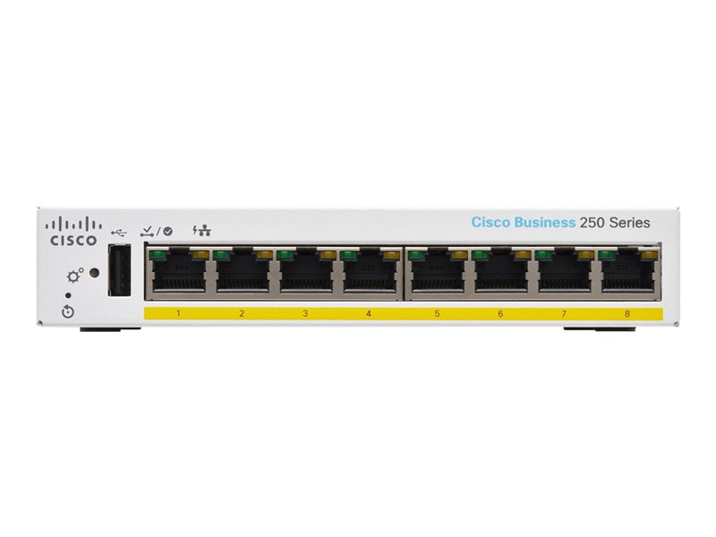 Cisco Business 250 Series CBS250-8PP-D - Commutateur - C3 - intelligent - 8 x 10/100/1000 (PoE+) - de bureau - PoE+ (45 W) Cisco