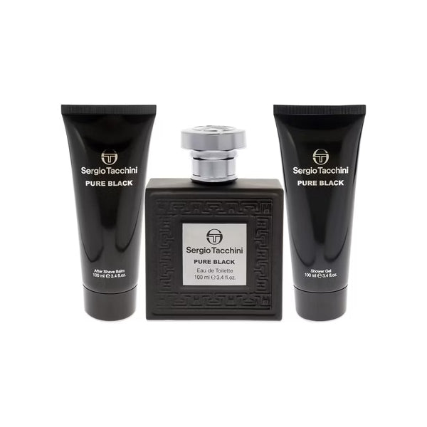 Sergio Tacchini Pure Black - Set de regalo de 3 piezas para hombre